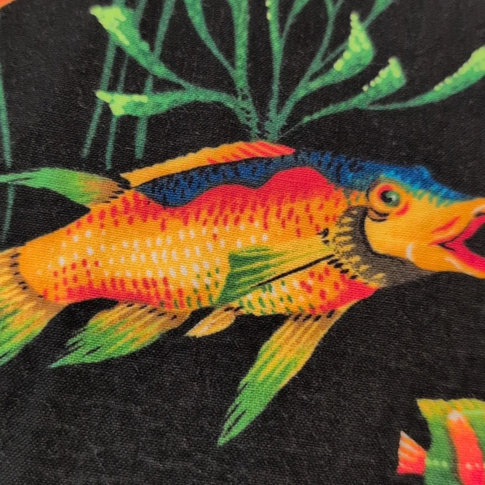Vintage 90s Black Neon Fish‎ Print Set Of Placemats